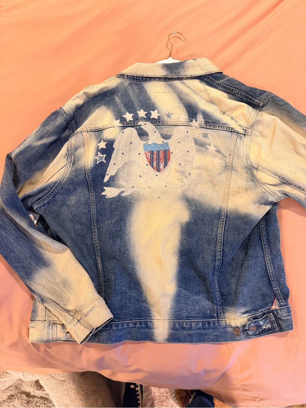 Vintage Ralph Lauren Acid-Wash Denim Jacket with Eagle Shield Patch
